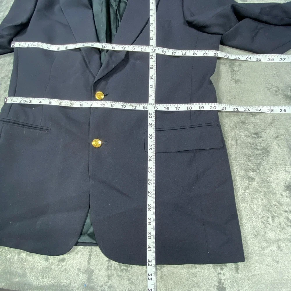Vintage Austin Reed Blazer 42L Navy Jacket Wool Old Money Sport Coat Gold Button